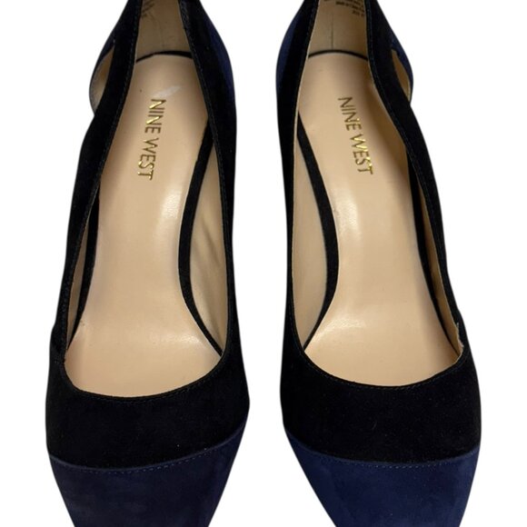 Nine West Navy & Black Faux-Suede Heels (7.5) - Picture 3 of 4